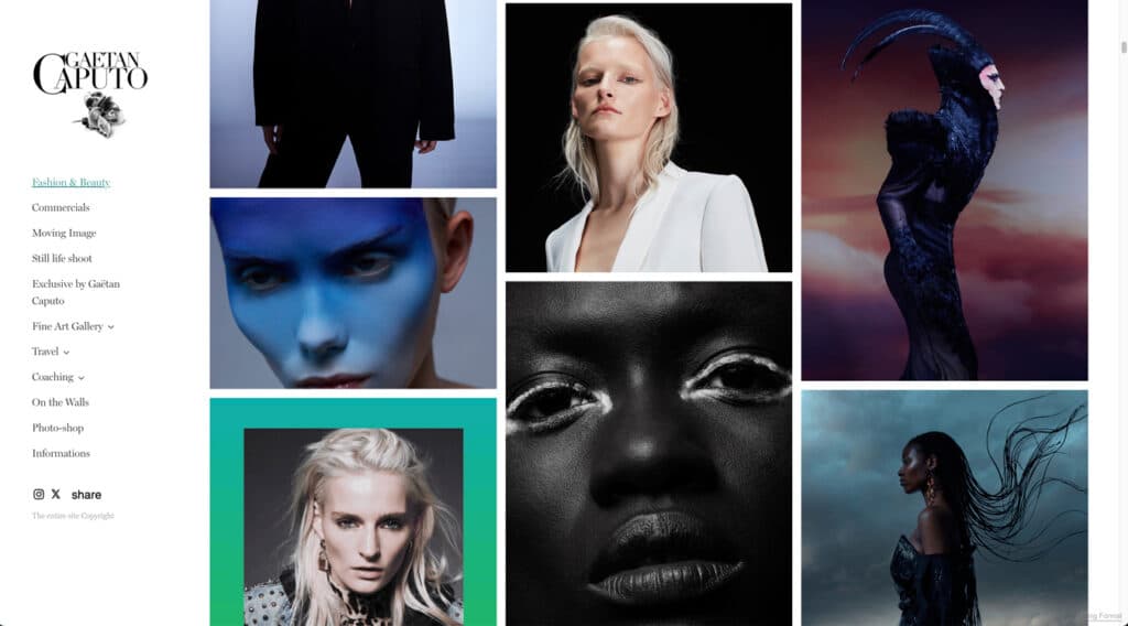 Collage de photographies de mode : modèles divers, maquillage spectaculaire, style avant-gardiste.