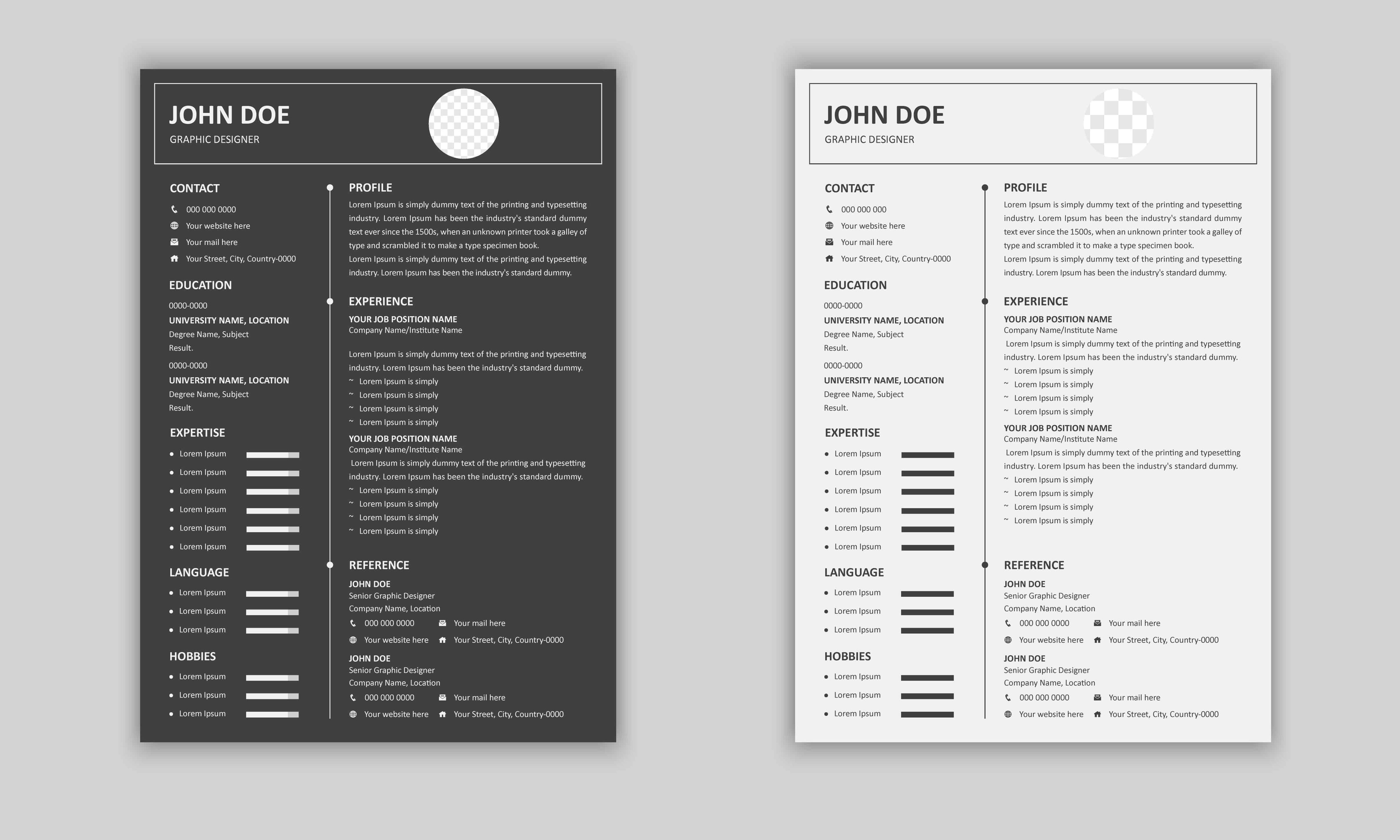 Modern Artistic Resume (aka Creative CV) Template Design