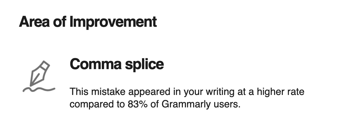 Screenshot of Grammarly suggestion on a text doc