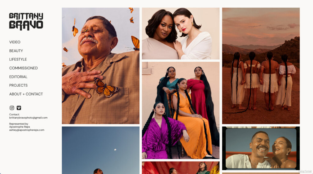 Portfolio photo en ligne de Brittany Bravo, mai 2026