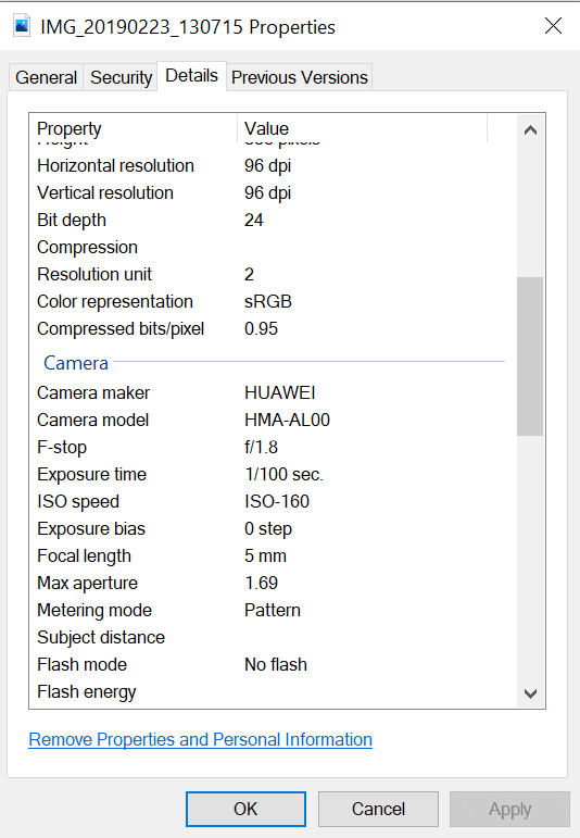 Données Exif