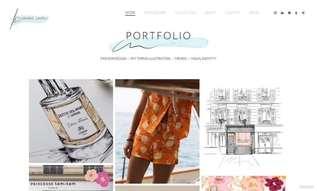 Site do portfólio de moda de Floriane Lavrut