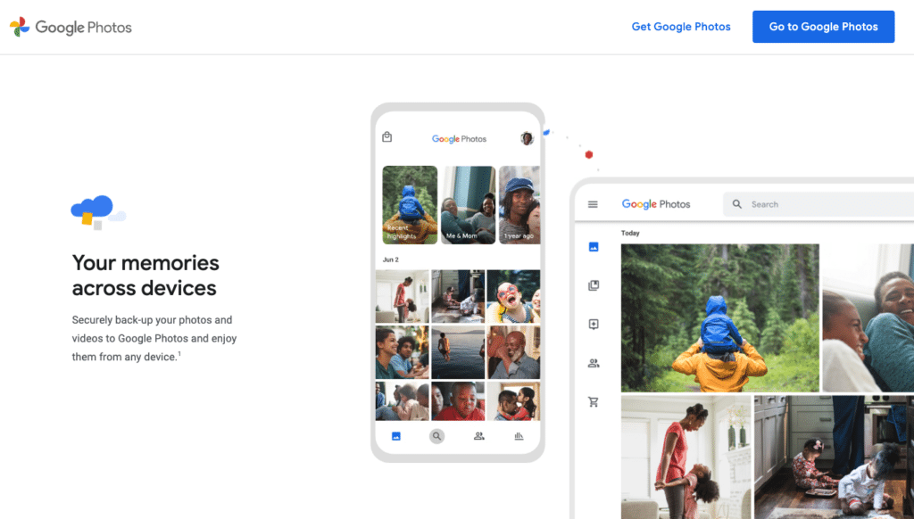 Google Photos photo organizer homepage