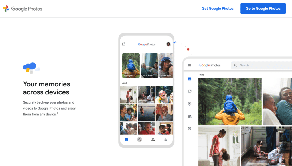 Page d'accueil de l'organisateur de photos Google Photos