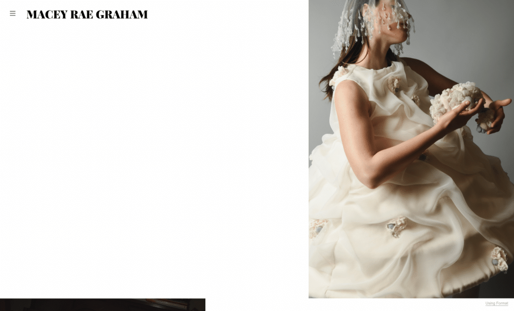 Site web du portfolio de mode de Macey Rae Graham