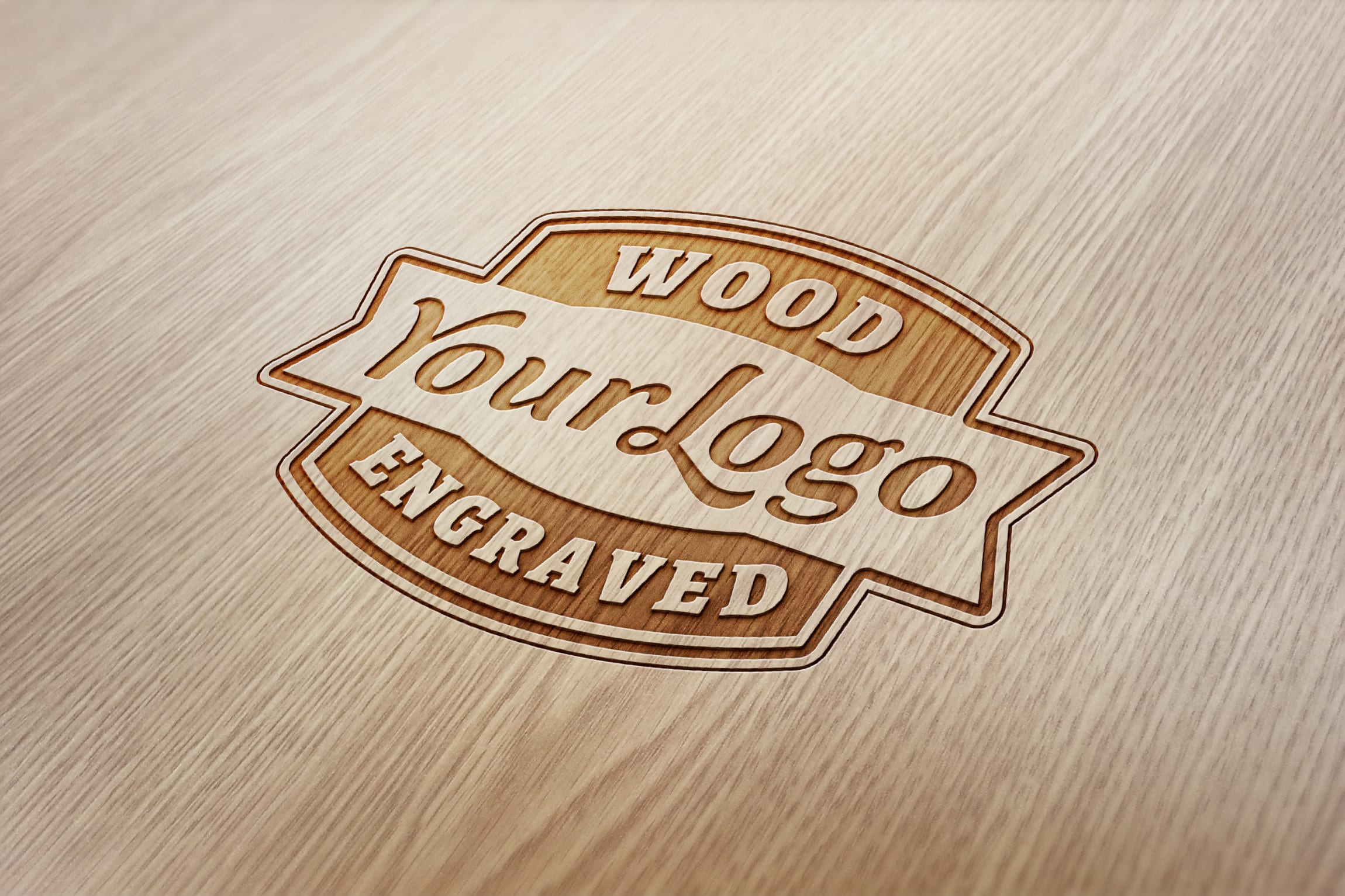 Maquette de logo en bois gravé