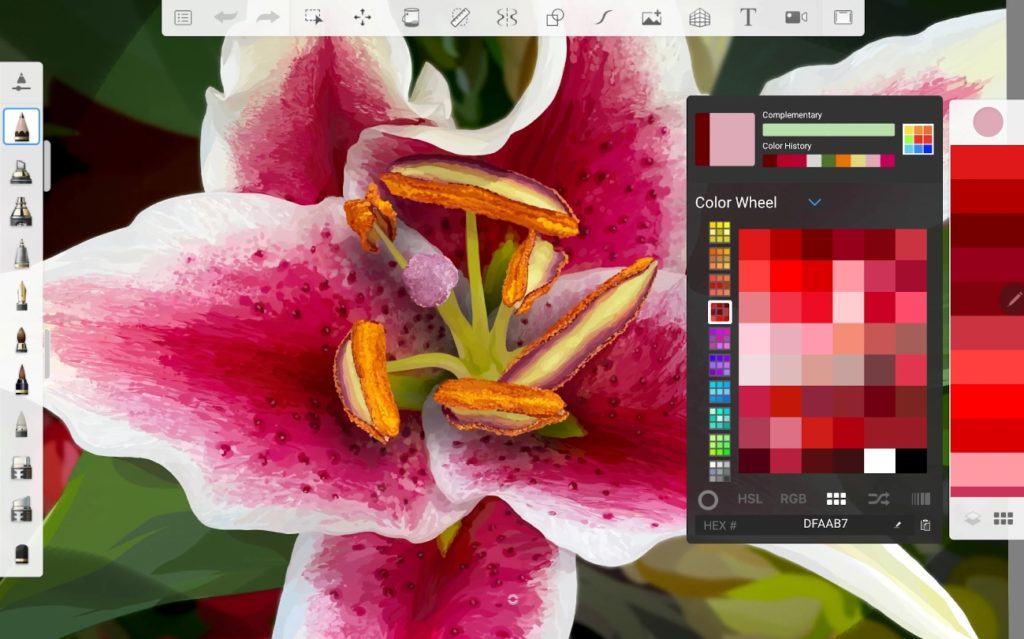 Interface do usuário do Autodesk Sketchbook