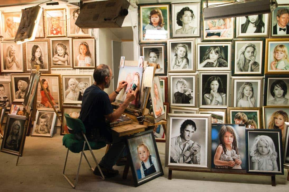 artist in his workshop