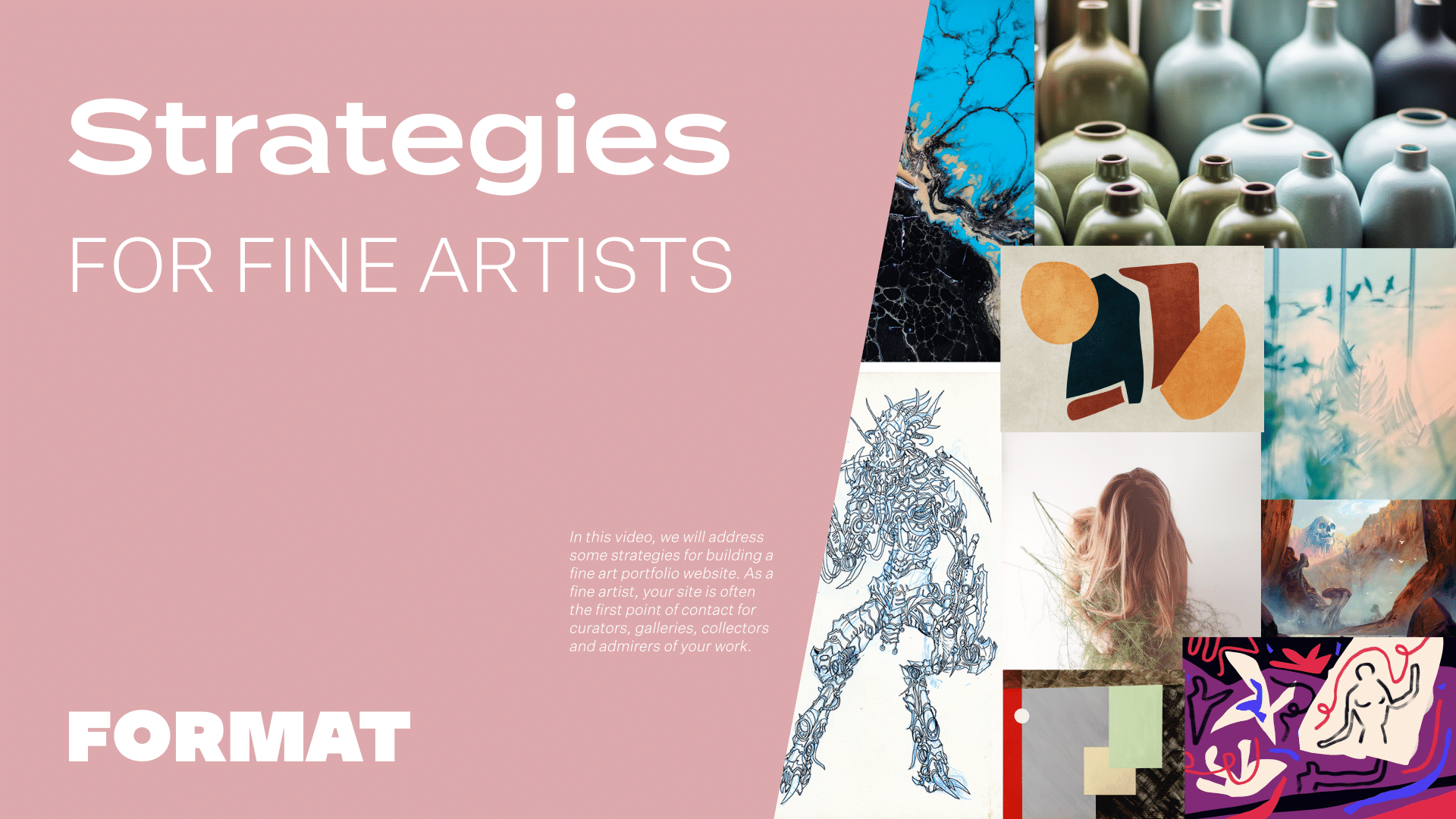 Text in image reads "Strategies for Fine Artists" and shows ceramic vases