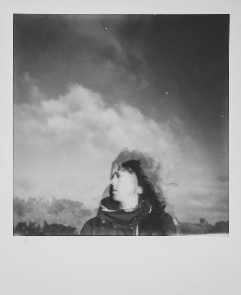 black and white polaroid portrait