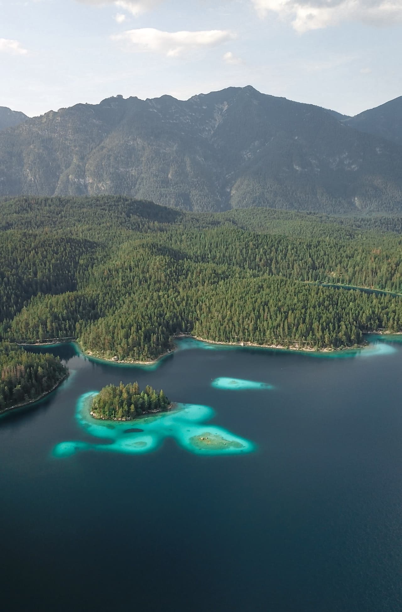 eau bleue et arbres