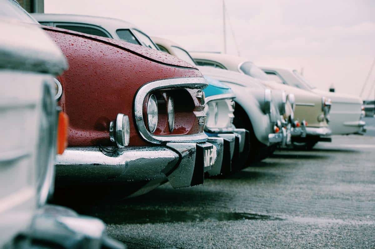 Different cars lined in a row