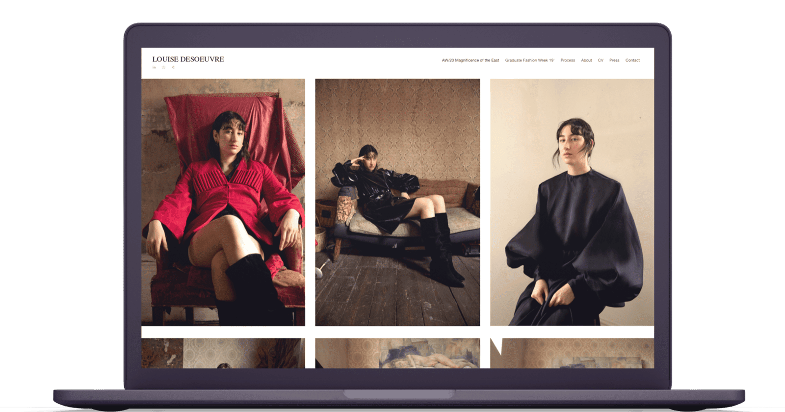 Sitio web de la cartera en línea del diseñador de moda