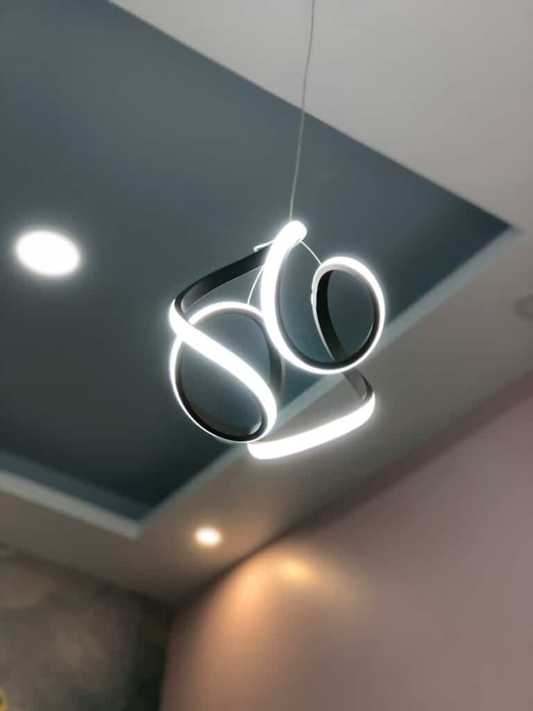 curling sculptural lighting fixture