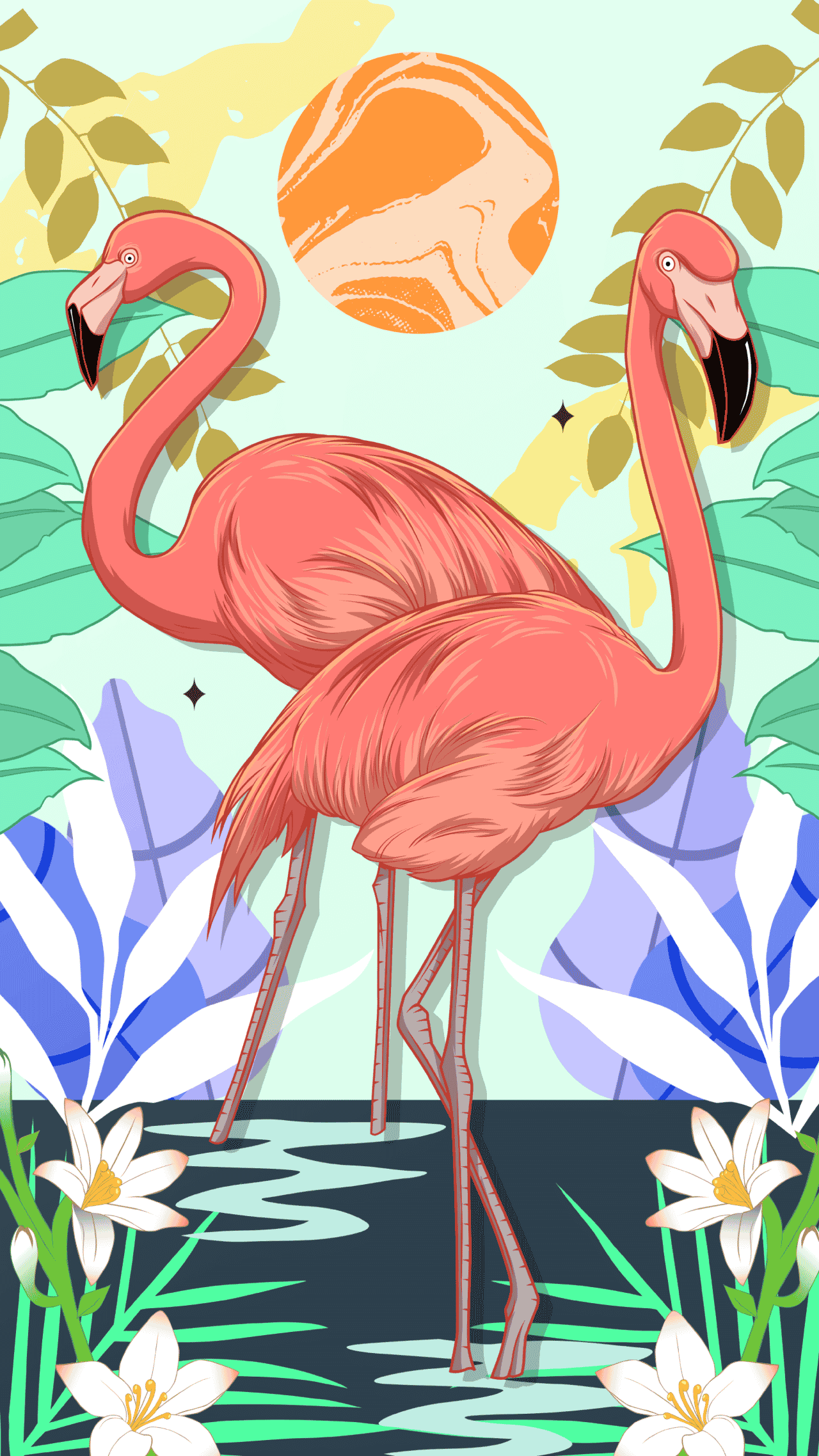 digital art flamingo
