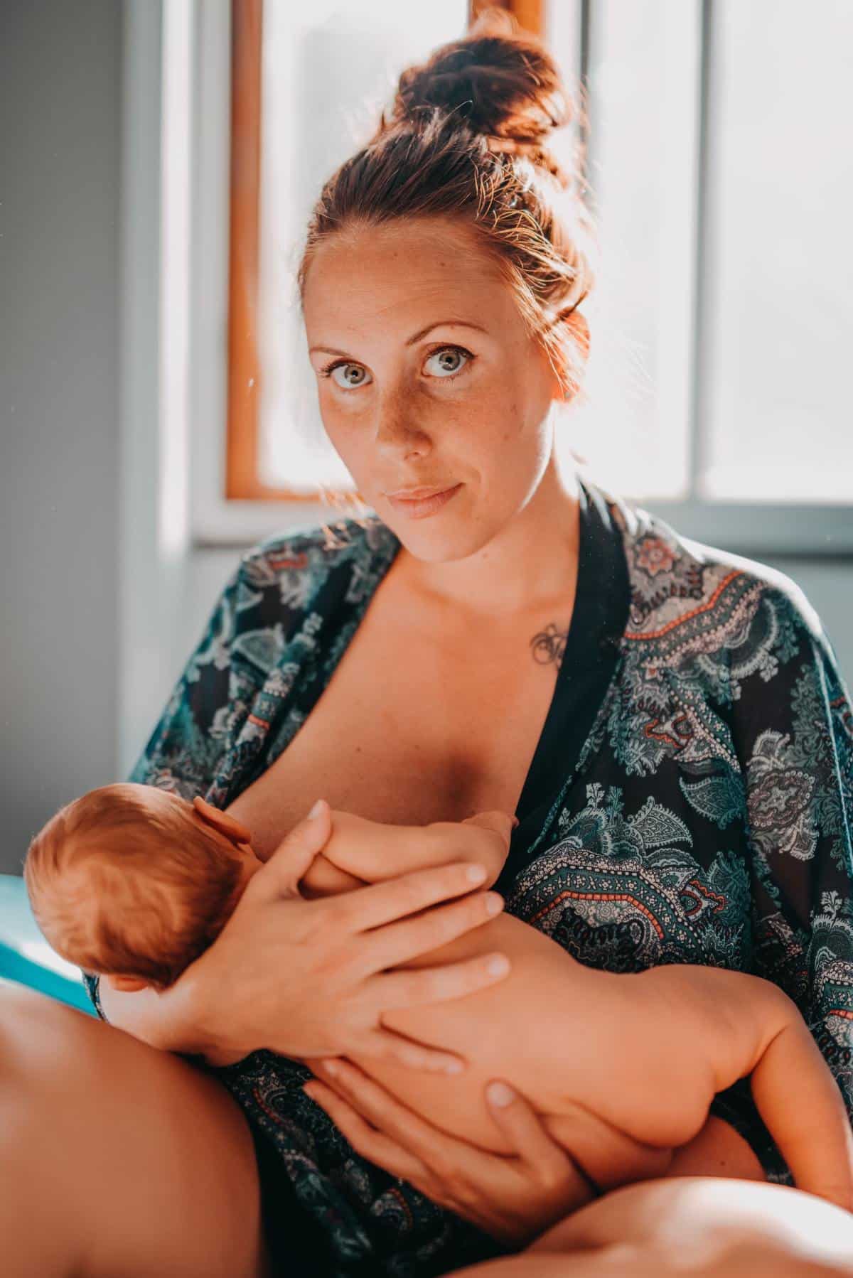 Mom breastfeeding baby