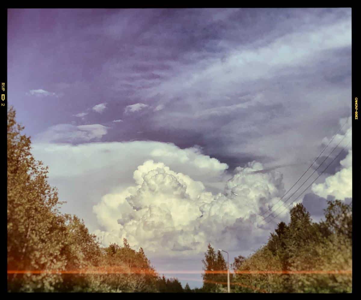 Film Photograph of cloud in the blue sky