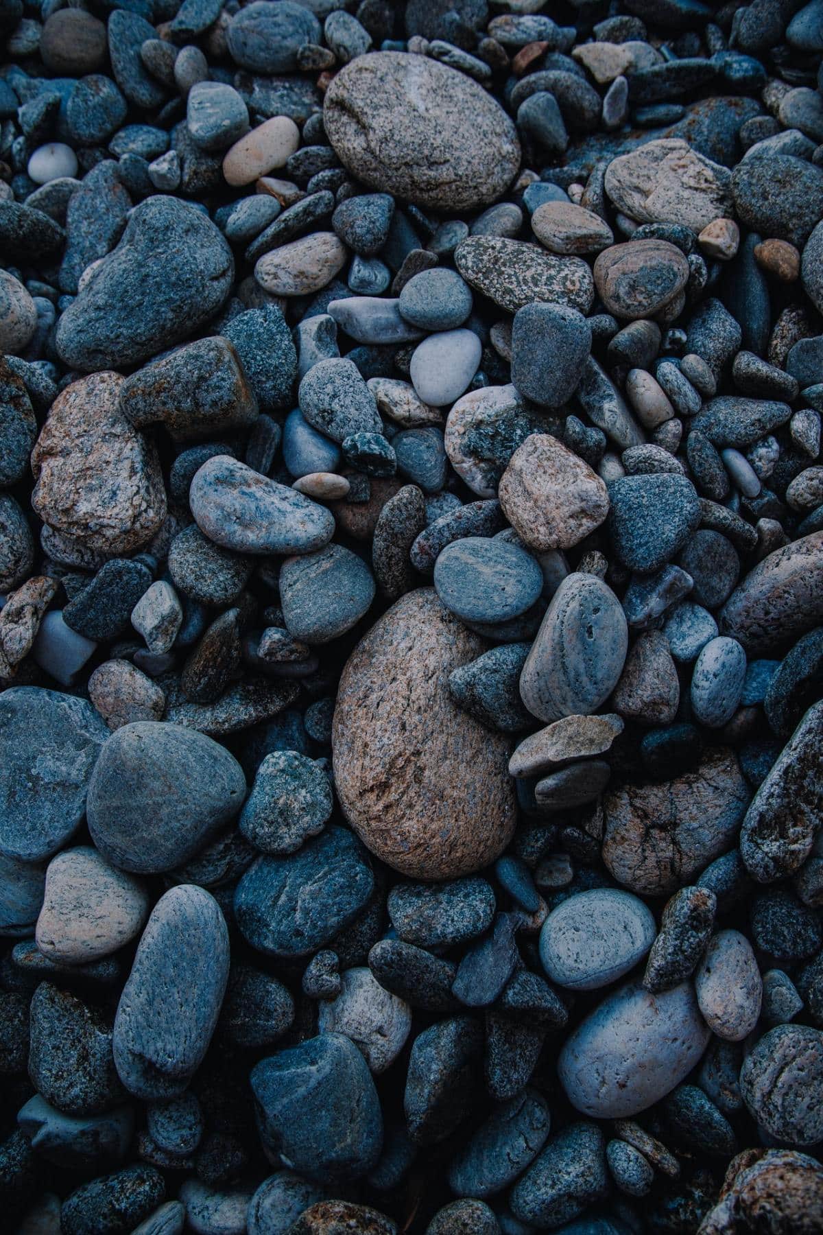 macro grey and dark pebbles