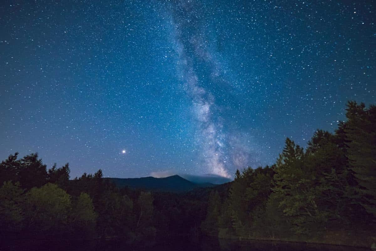 milky way in the blue sky