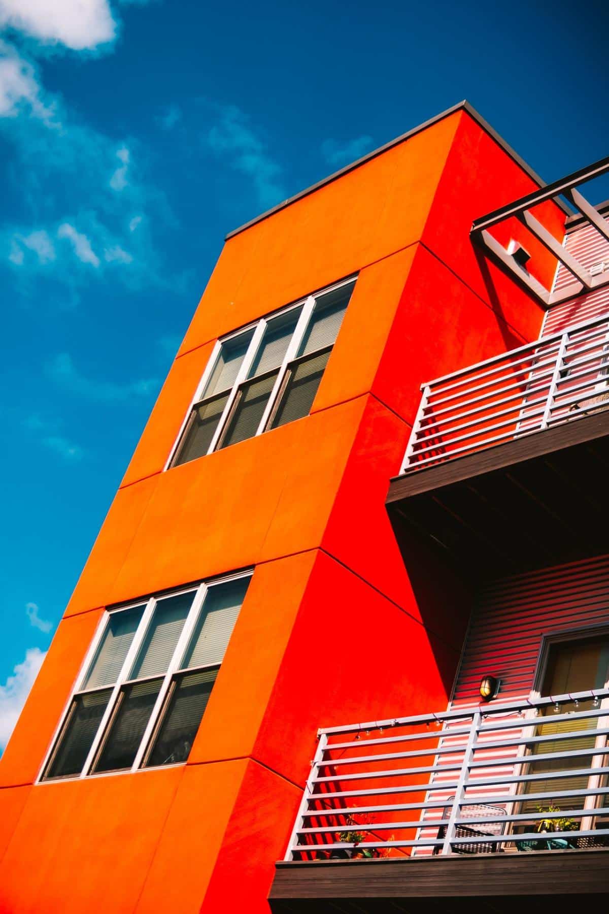 low angle of a bright building