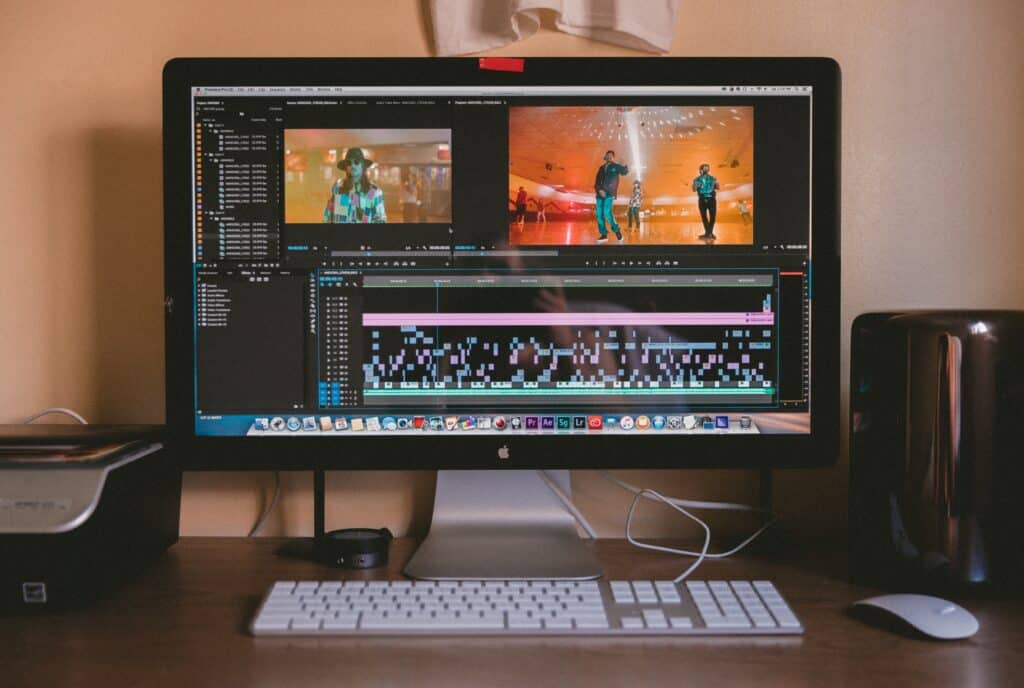 video in editing software on desktop computer screen